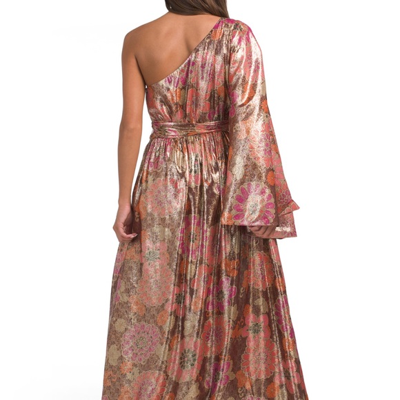Trina Turk Silk Amida one shoulder gown - Picture 2 of 2